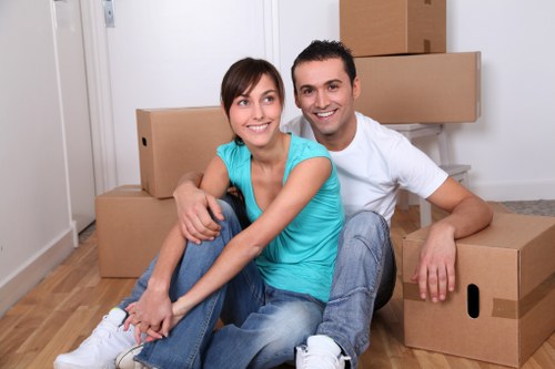 Removal van and household items prepared for transport in Coneyhall